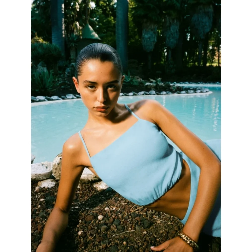 Reformation 'Kiwi' Turquoise Blue Asymmetrical Cutout High Slit Maxi Dress 10 - Picture 14 of 16